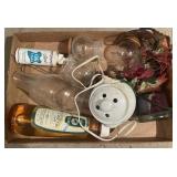 Tray Lot Consisting Of Lamp Oil, Wax Warmer & More