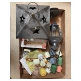 Tray Lot Of Assorted Candles, Candle Holders &
