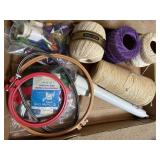 Tray Lot of Cross Stitching Thread & More