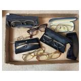Tray Lot Of Assorted 8 Eye Glasses W/ 4 Cases