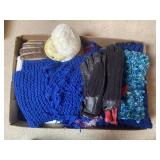 Tray Lot Of Assorted Handmade Scarves, Gloves,