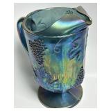 Vintage Carnival Glass Large Water Pitcher Blue