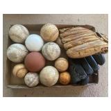 Tray Lot Of Assorted Softballs, Baseballs & 2