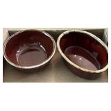 2 Pieces Hull Pottery Brown Drip