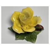 Vintage Capodimonte Italy Yellow Rose Porcelain