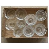4 Clear Glass Round Small Bowls Ruffle Edge