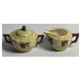 Stangl White Dog Wood Creamer & Sugar