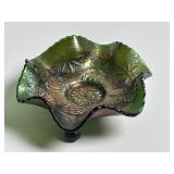 Lovely Old Fenton GREEN Waterlily Ball Footed