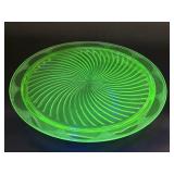 Uranium Glass Swirl Cake Plate 10ï¿½