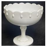 7 1/2ï¿½ Vintage IG Teardrop Milk Glass Pedestal