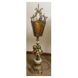 Vintage Ornate 32" Gilt Cherub Figural Lamp 4 Art