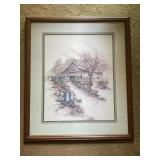 28ï¿½ x 24ï¿½ Anni Moller Framed & Matted Barn Yard