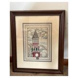 Framed Cross Stitch ï¿½The Bell Towerï¿½