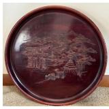 Hand Carved Oriental Red Wood? Tray