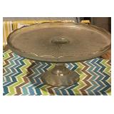 Vintage Jeannette Glass Pedestal Cake Stand Gold
