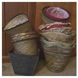 Lot of Woven Wicker Rattan Planters & More