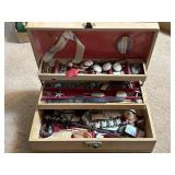 Vintage Jewelry Box & Assorted Costume Jewelry &