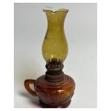Mini Amber Finger Oil Lamp-Chimney is Broke