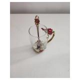 Glass Cup with Rose Motif