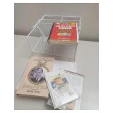 Wire Basket and Books Lot
