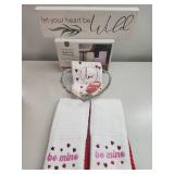 Decor Bundle with Textiles, Sign, Glass Dish,...