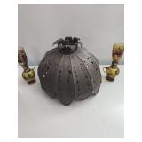 Metal Lampshade and Painted Glass Vases