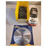 Saw Blade, Screws, and Model Car