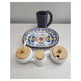 Ceramic Tray, Mug, and Jars Set