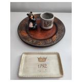 Decorative Plate, Tray, and Figurine Set
