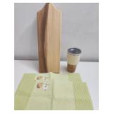 Wood Board, Tumbler, and Napkins