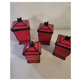 4 Red Ceramic Canisters