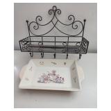 Metal Wall Shelf and Ceramic Tray