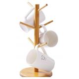 Rotating Bamboo Mug Stand
