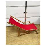 Vintage Folding Wood Sling Chair