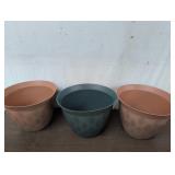 3 Plastic Planters