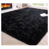 Black Fluffy Area Rug