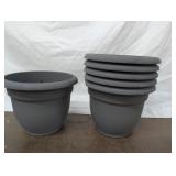 Six Gray Flower Pots