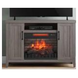 Wood TV Stand With Fireplace
