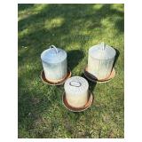 Metal waterers. 3 metal waterers. 2 larger.