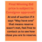 Winning Bid price is subject to Consignor approval