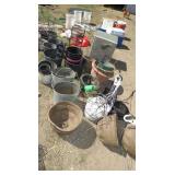 Lot of Plastic Pots + Landscape Cloth