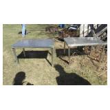 2 Steel Tables + Rain Barrel