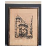 'Pfister House and Rue des Marchands in Colmar' by Charles Pinet Etching print