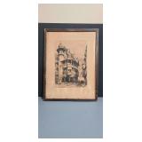 'Pfister House and Rue des Marchands in Colmar' by Charles Pinet Etching print