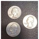 USA  90% Silver Washington Quarters   .75 Three (3)