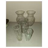 Five, various flower vases