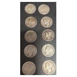 USA  Mercury Dimes (10) Mercury Dimes