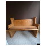 Small pew with storage boxes