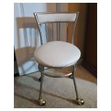 Off-white rolling vanity stool