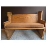 Small pew with storage boxes